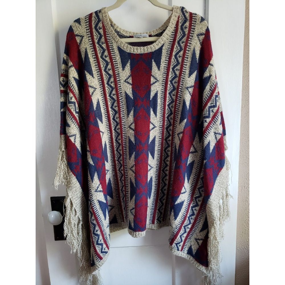 Charlotte‎ Russe Southwestern Aztec Boho Style Fringe Cardigan women Sz L/XL